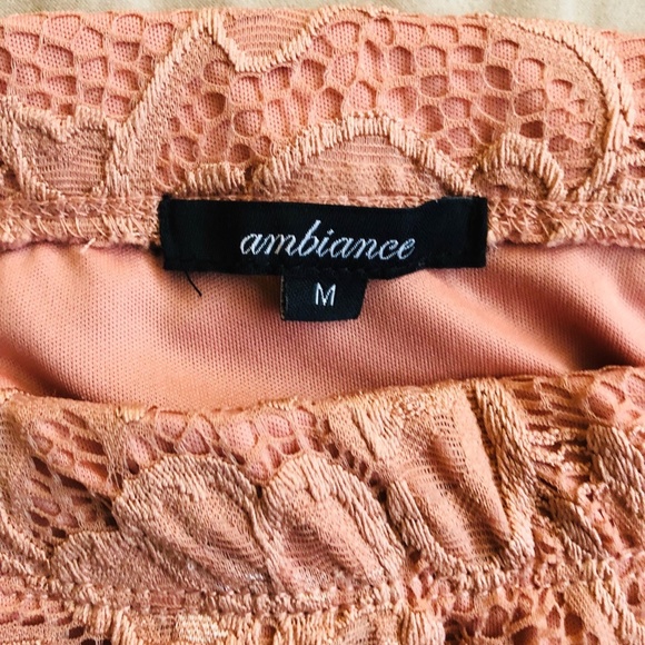 Ambiance Stretchy Coral Crochet Mini Skirt - Picture 3 of 5